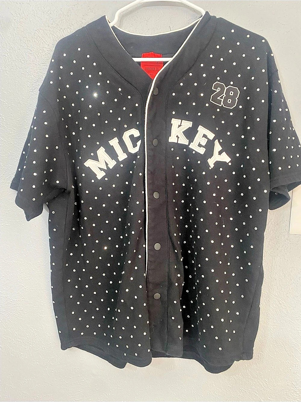 Disney Mickey Mouse Baseball Jersey Studded Mickey Jersey Black Size Medium